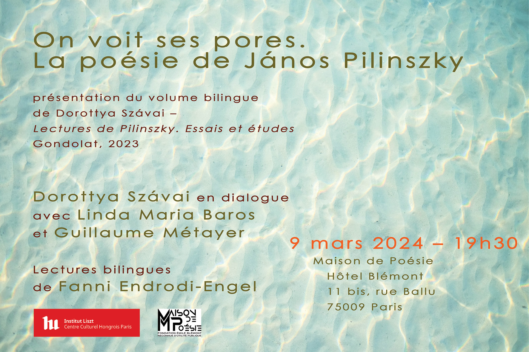 Szávai Dorottya kétnyelvű Pilinszky-könyvének bemutatója Párizsban